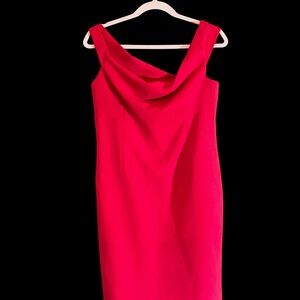 Black Halo Red Sheath Cocktail Dress Size 12 Made in USA